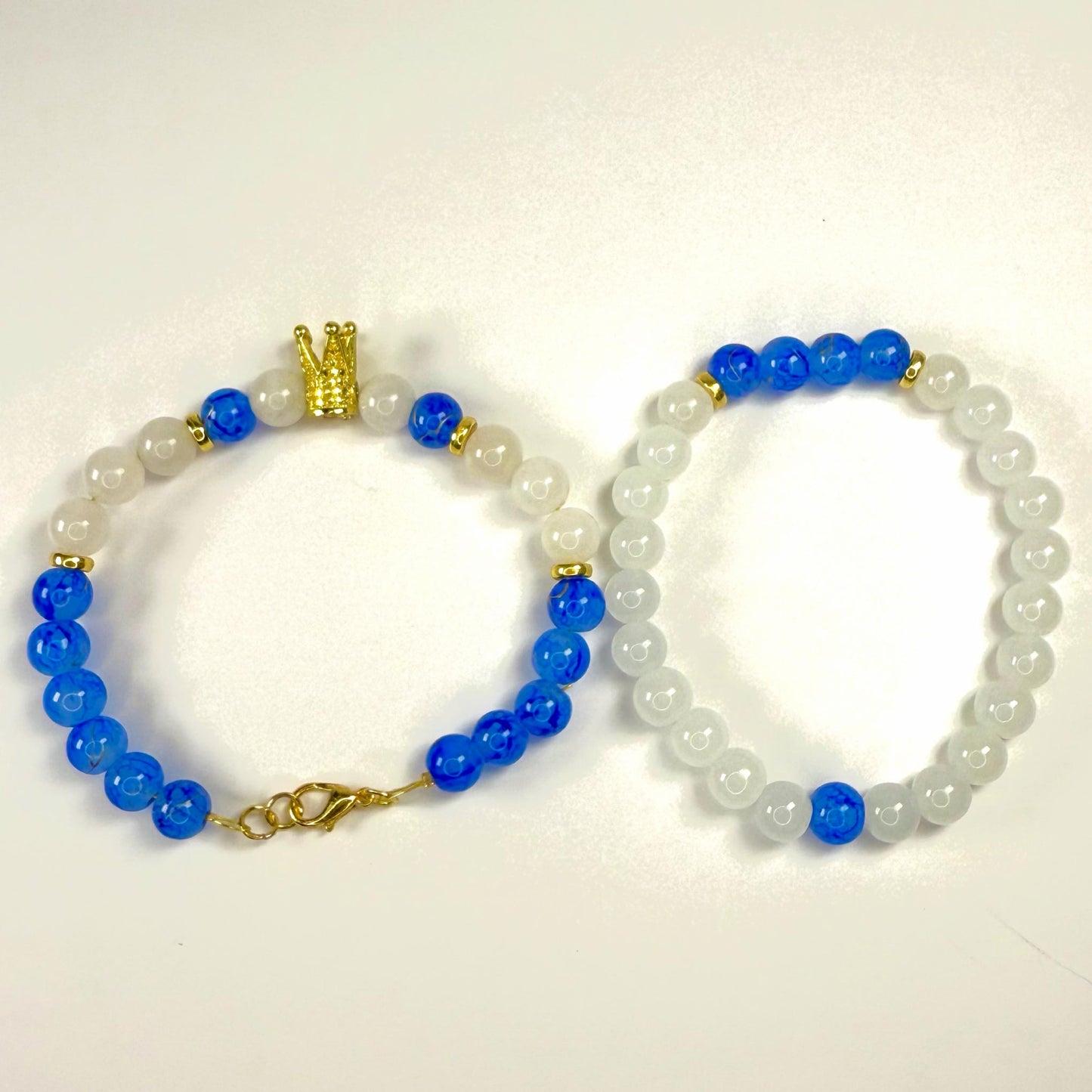 Prince White Jade Collection - Blue and Gold Bracelet Set