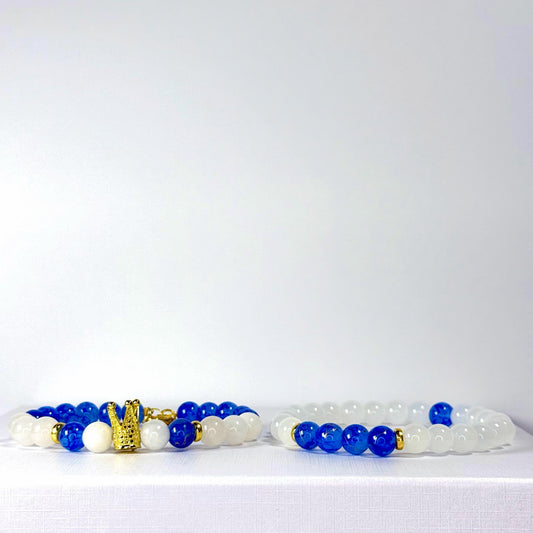 Prince White Jade Collection - Blue and Gold Bracelet Set