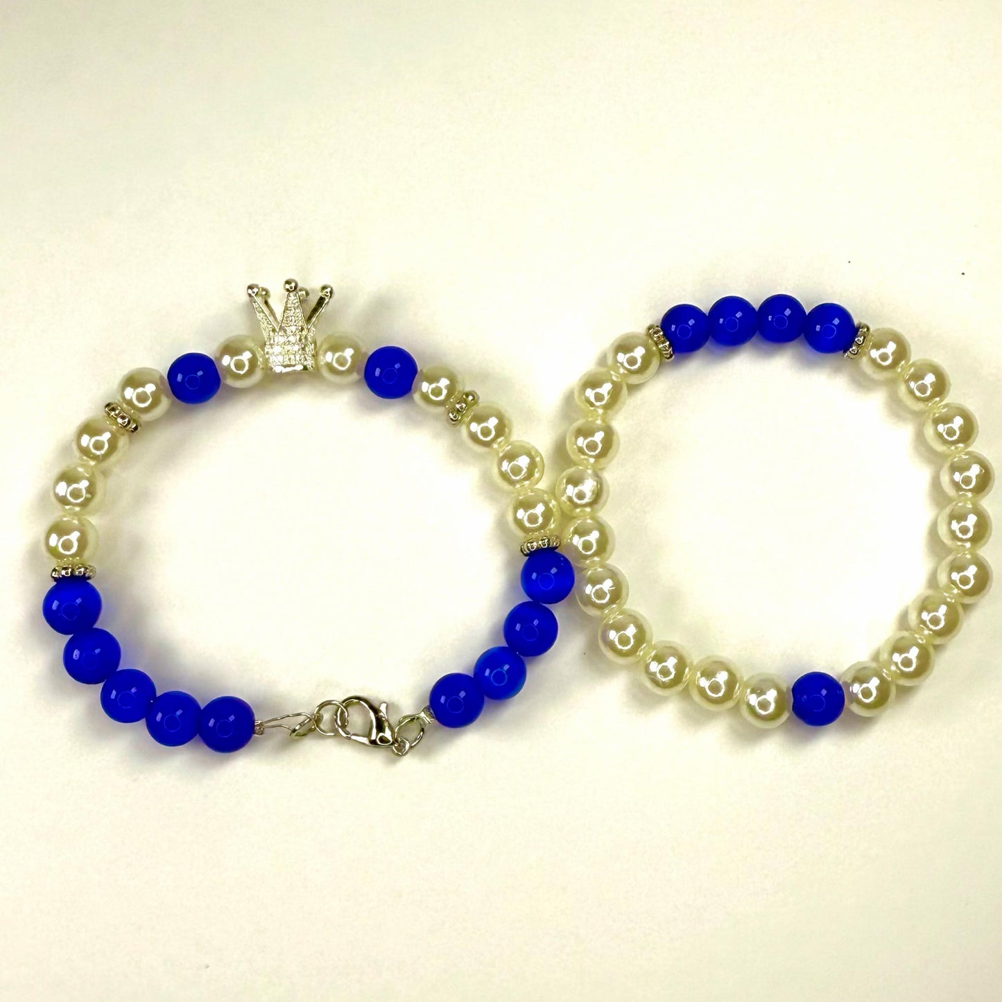 Princess Pearl Collection - Blue Cat Eye and Silver Bracelet Set