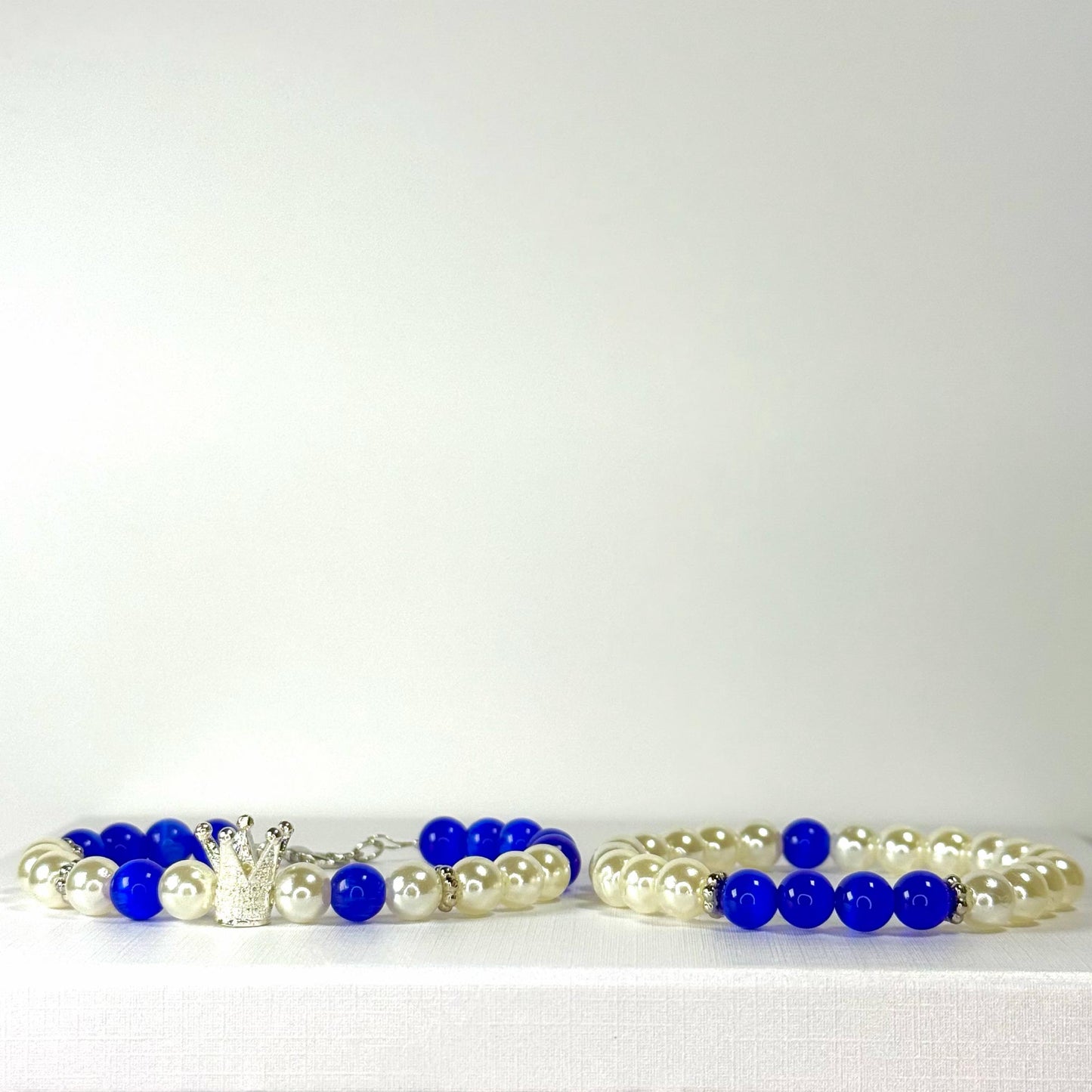 Princess Pearl Collection - Blue Cat Eye and Silver Bracelet Set