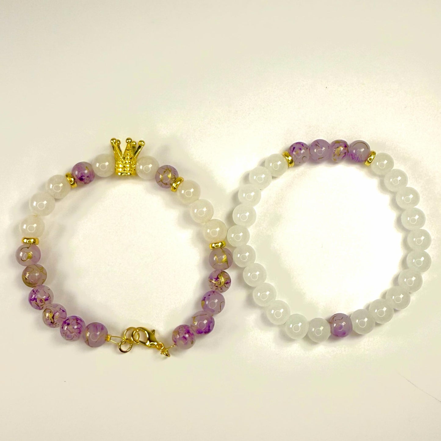 Prince White Jade Collection - Purple and Gold Bracelet Set