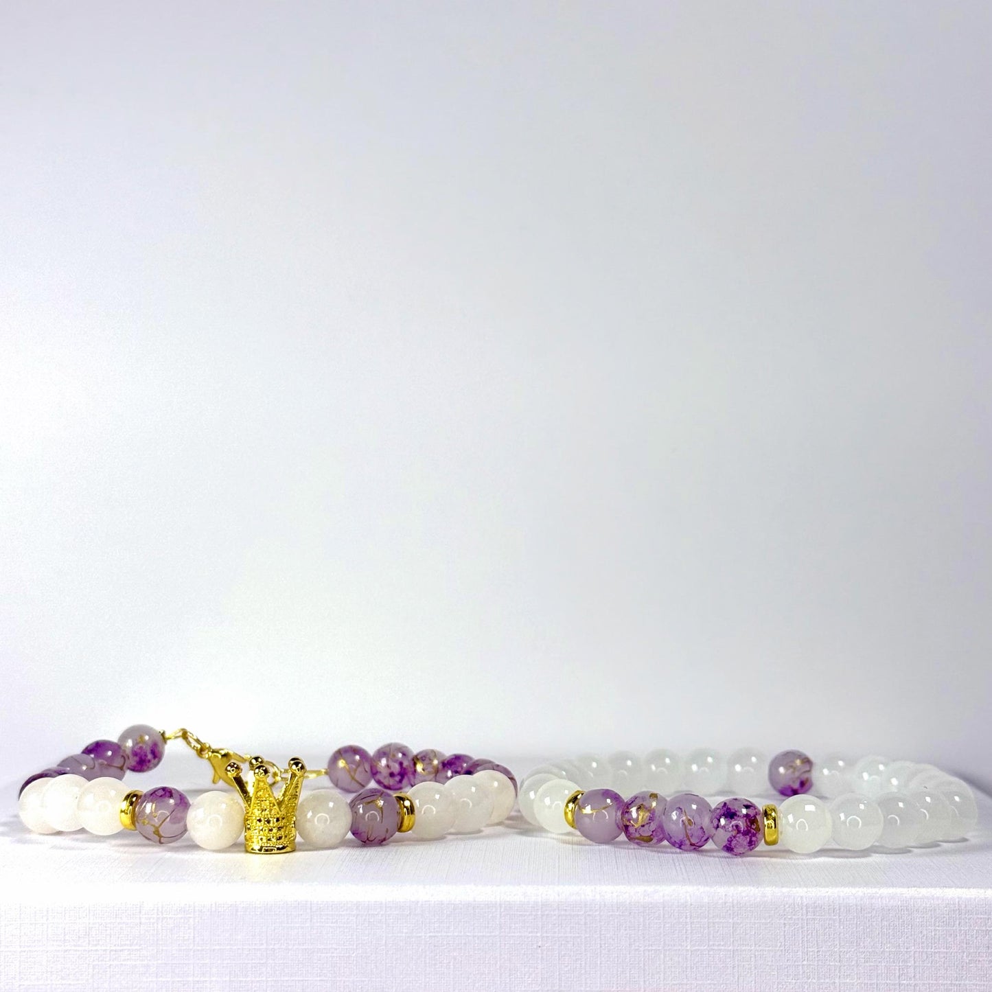 Prince White Jade Collection - Purple and Gold Bracelet Set