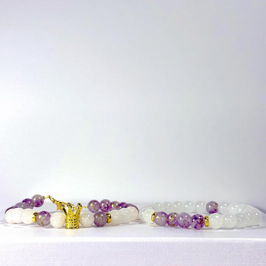 Prince White Jade Collection - Purple and Gold Bracelet Set