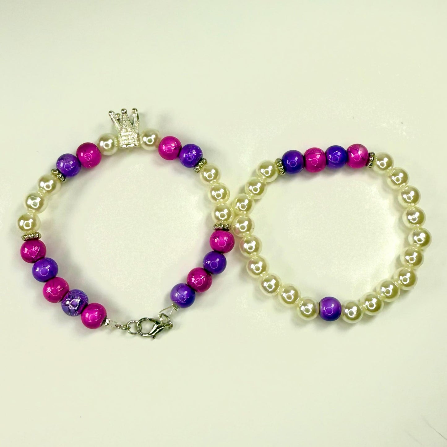 Princess Pearl Collection - Pink, Purple and Silver Bracelet Set