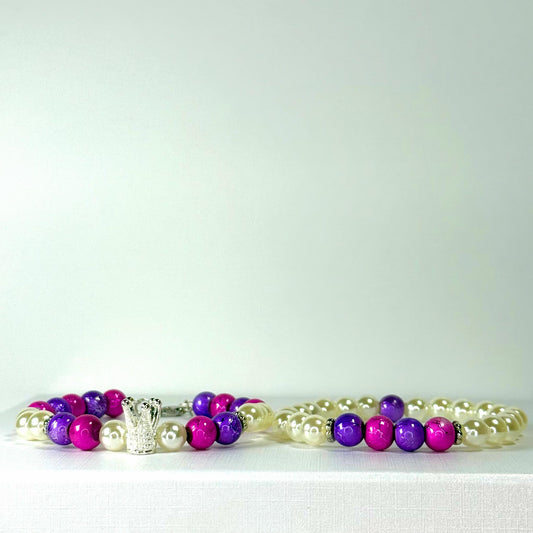 Princess Pearl Collection - Pink, Purple and Silver Bracelet Set